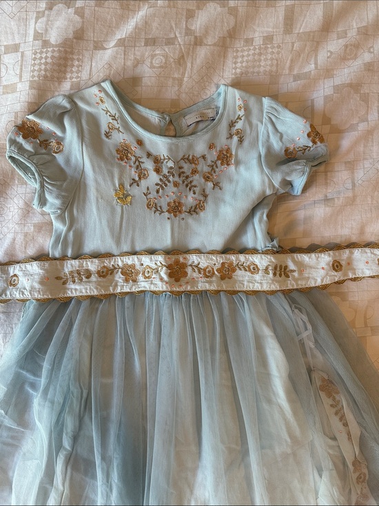 Stella McCartney Kids Other - Stella McCartney Kids Light Blue Tulle Dress with Gold Embroidery